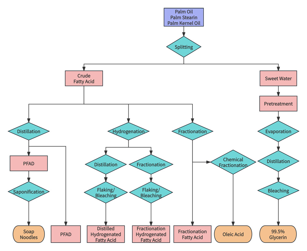 Process Flow Chart of Oleochemicals Plant